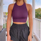 Ribbed High Neck Tank- Eggplant