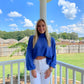 Mock Neck Crop Sweater- Blue