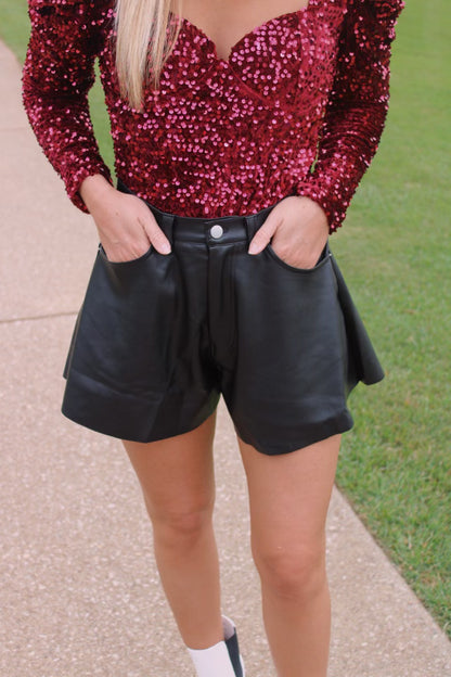 Riley Shorts- Black Leather