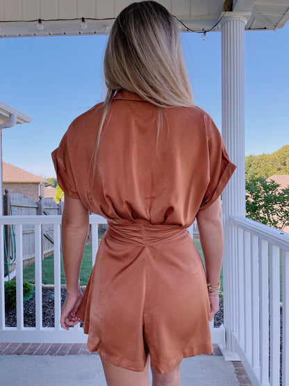 Tie Up Romper- Ginger