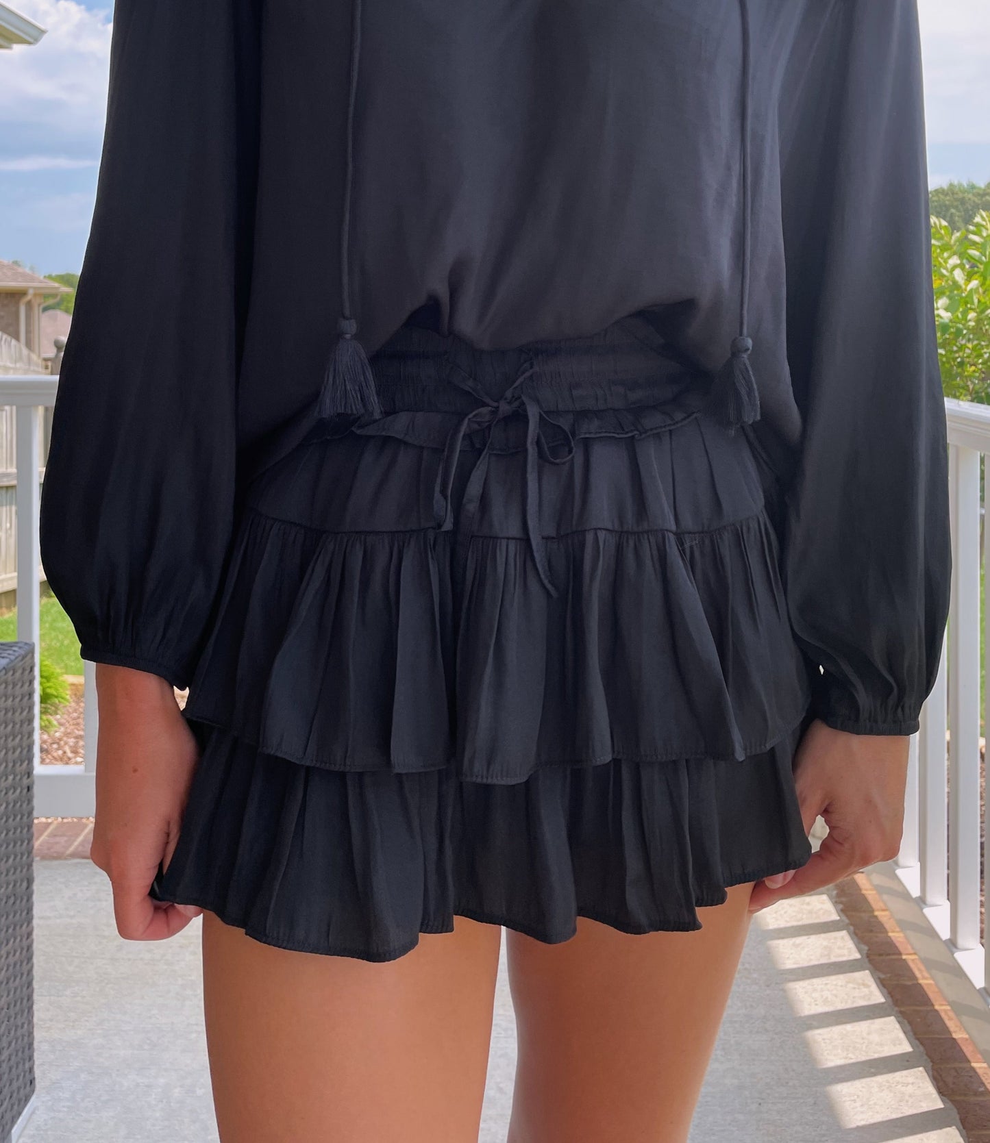 Tiered Mini Skirt- Black