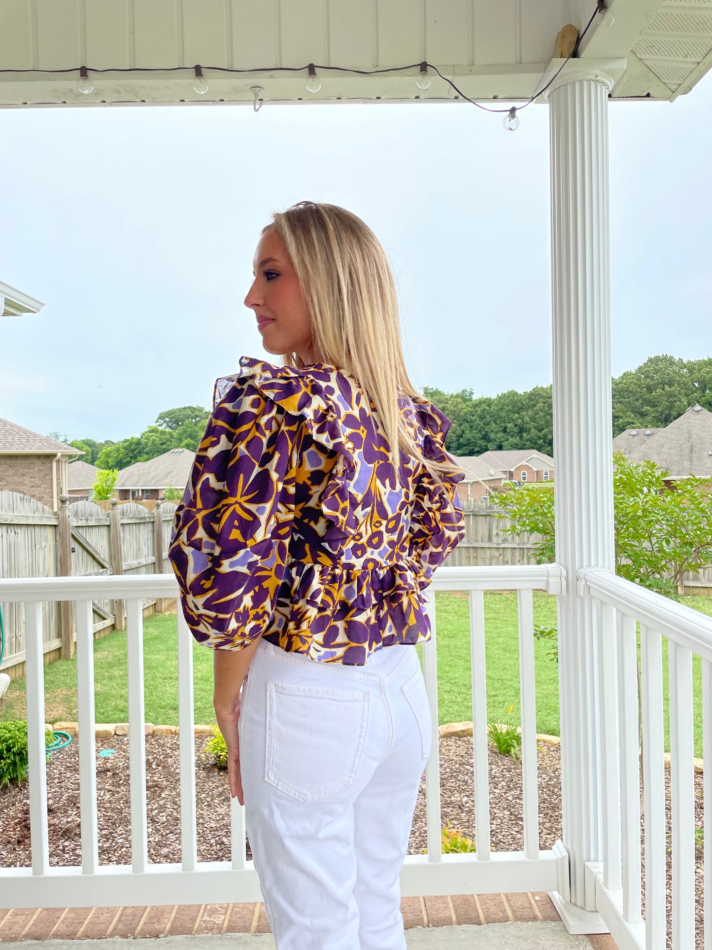 Floral Ruffle Top- Purple