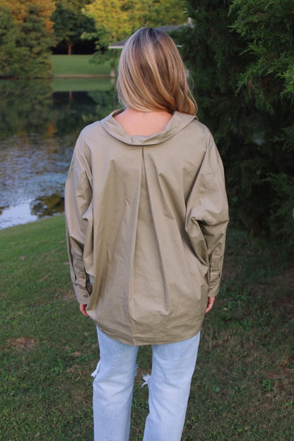Oversized Button up- Olive