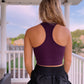 Ribbed High Neck Tank- Eggplant