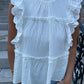 Flutter Sleeve Top- White