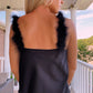 Fur Trim Tank- Black