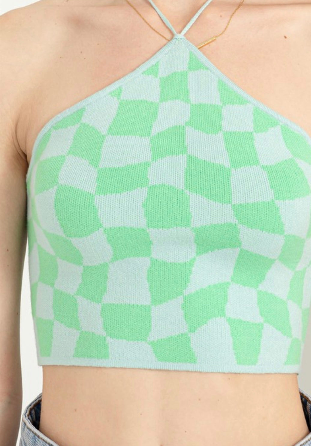 Checkered Top- Green/Blue