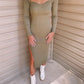 Fitted Midi Dress- Sage