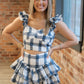 Navy Check Top