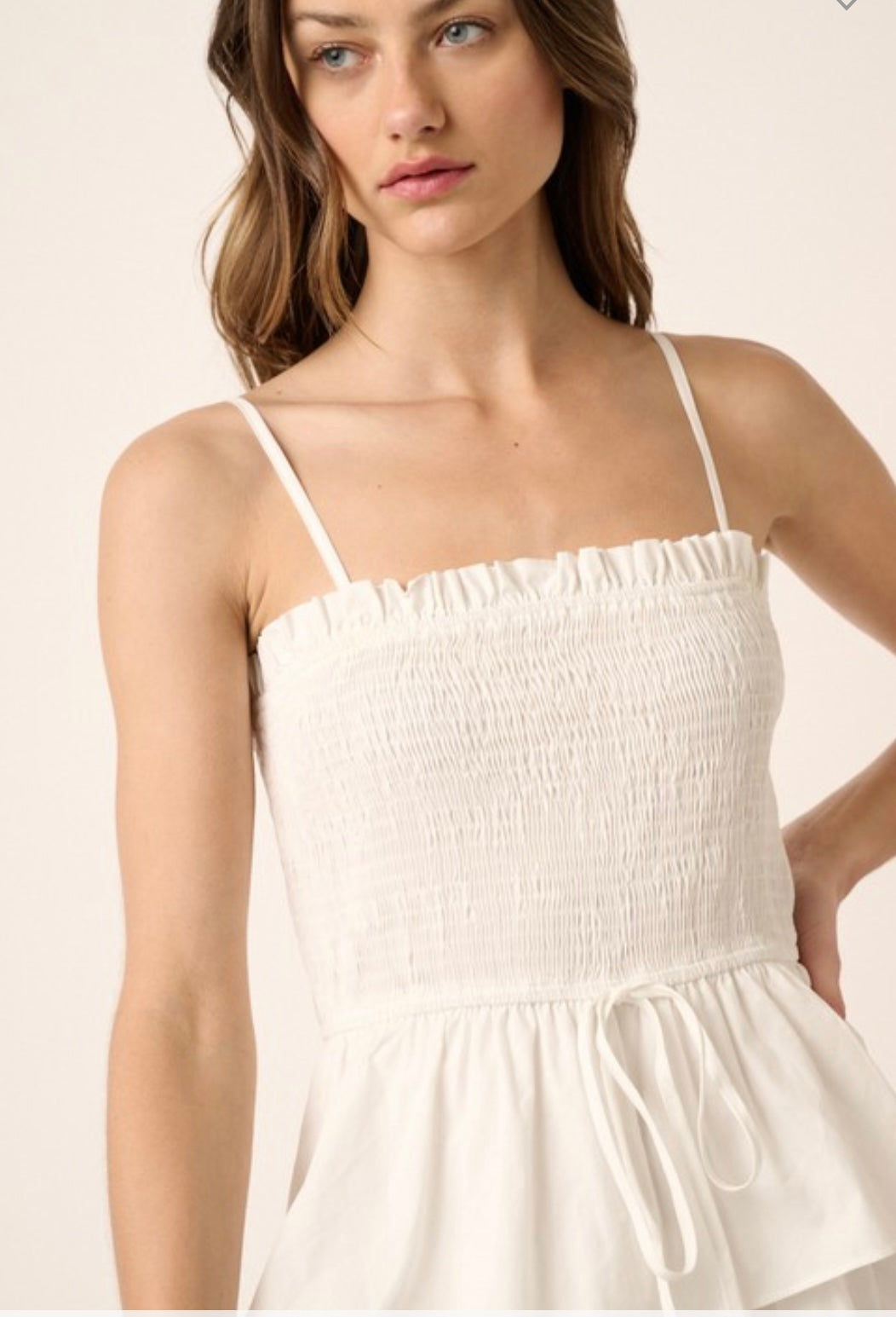 Ruffle Tier Midi Dress- White