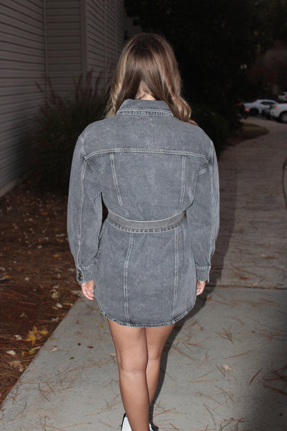 Denim Dress- Washed Black