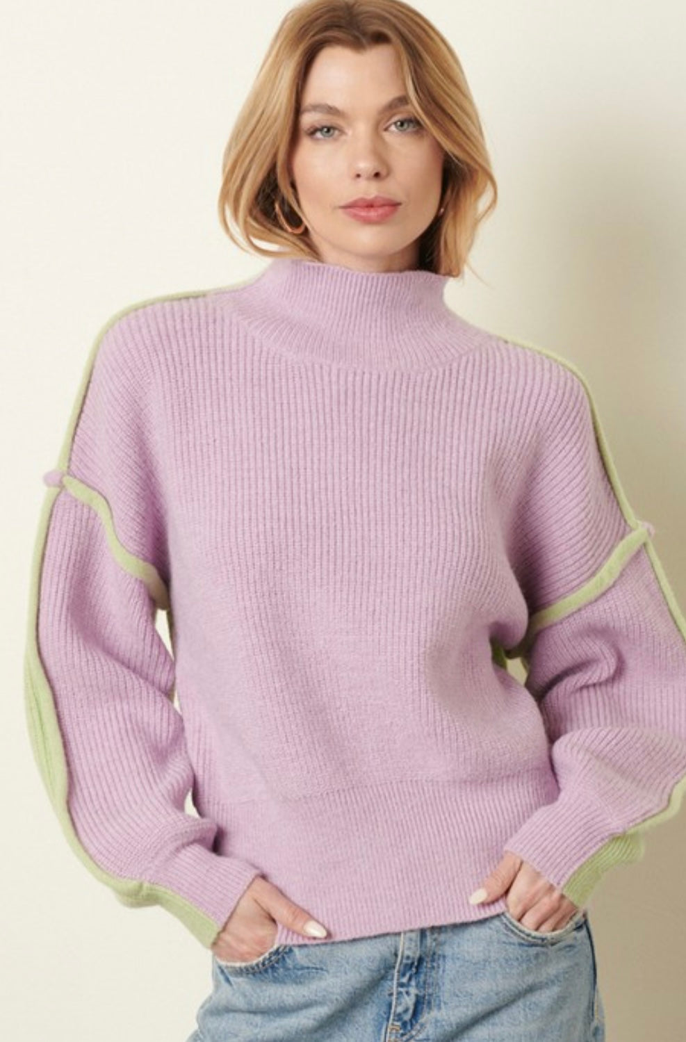 Amelia Sweater- Purple/Lime