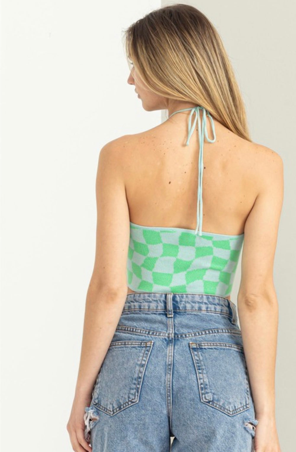 Checkered Top- Green/Blue