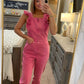 Denim Jumpsuit- Pink