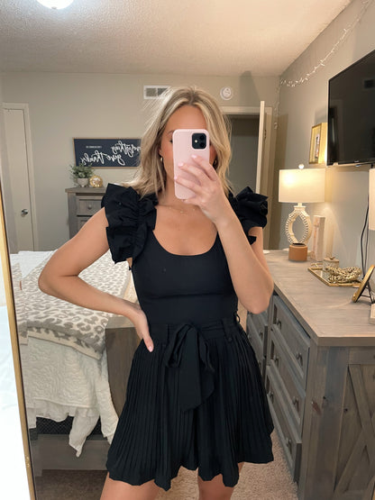 Ruffle Detail Romper- Black