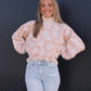Floral Knit Sweater- Cream Peach