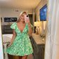Serene Mini Dress- Green/White