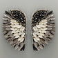 Embellished Wing Earring- Black/Silver