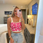 Floral Square Neck Tank- Pink