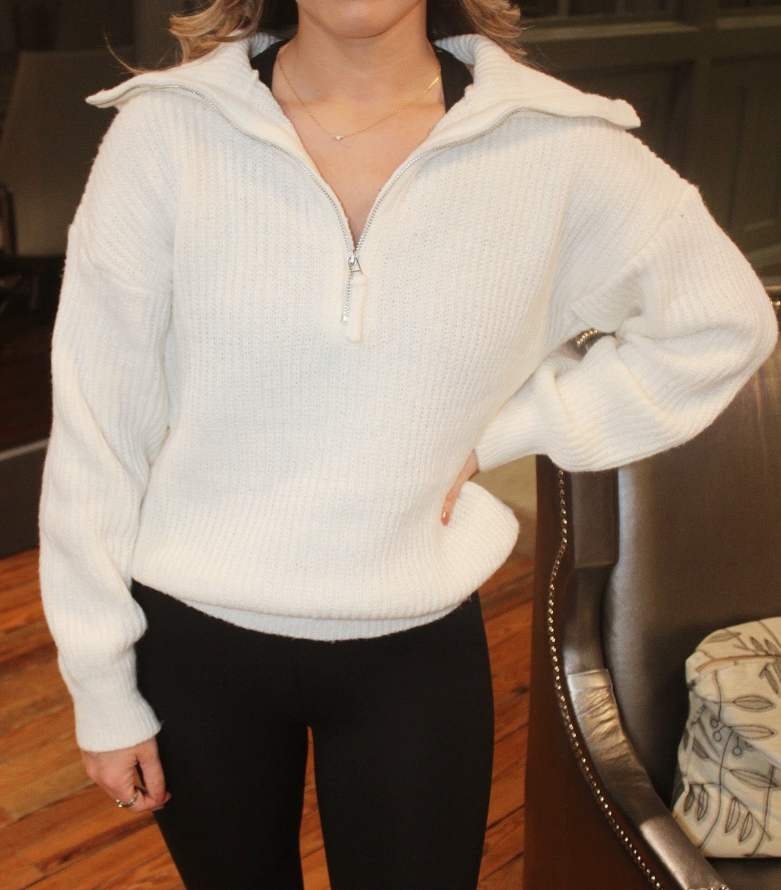 Ribbed Wide Neck Sweater