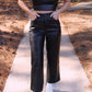 Wide Leg Leather Pant- Black