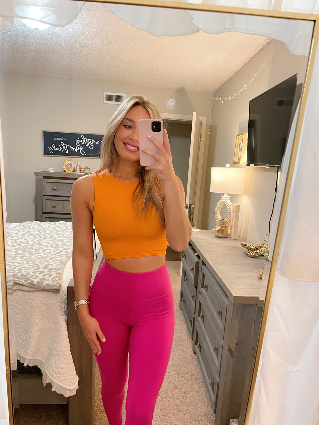 Cropped Fitted Tank- Orange