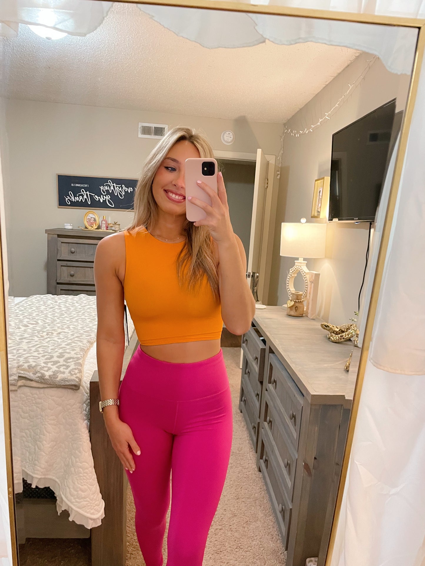 Cropped Fitted Tank- Orange