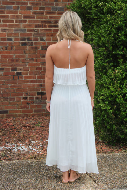 Pleated Two Piece Set- White
