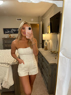 Denim Romper- White