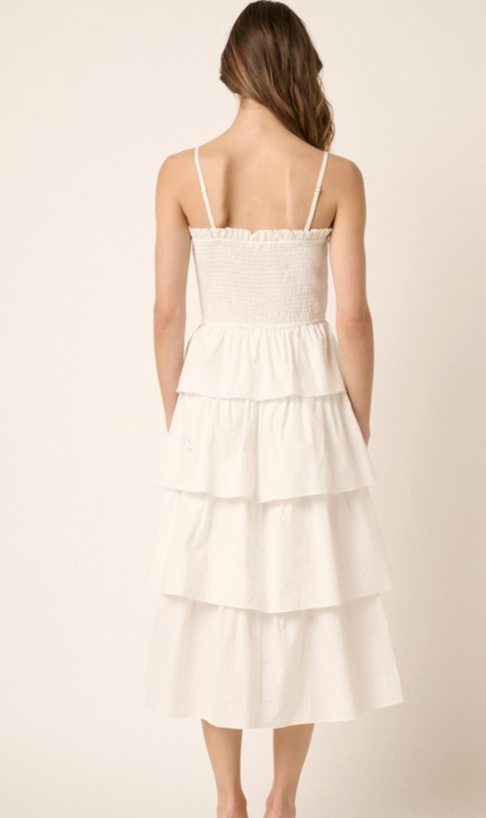 Ruffle Tier Midi Dress- White