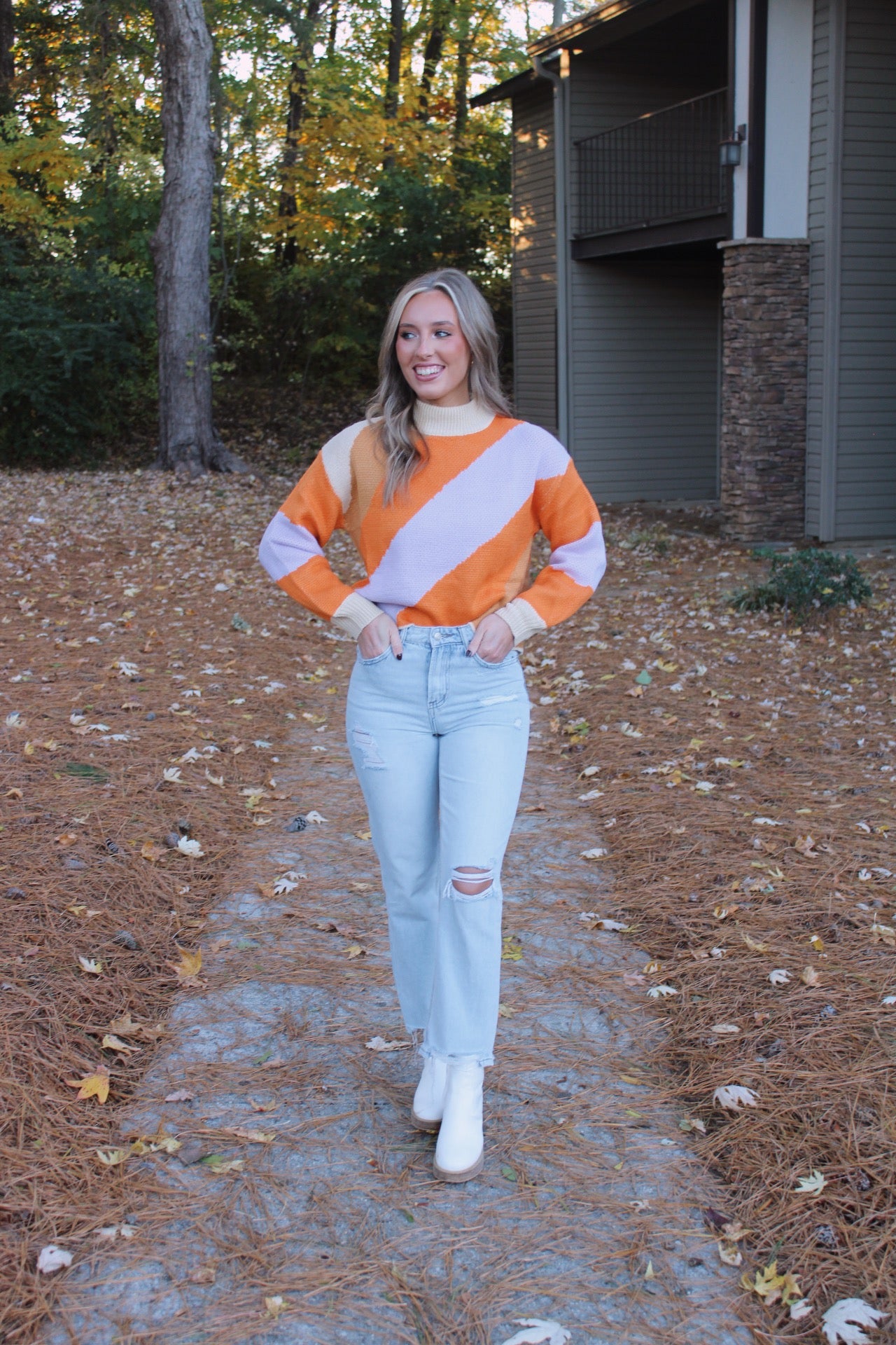 Ivy Sweater- Orange/Purple