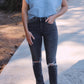 Straight Hem High Rise Jean- Washed Black