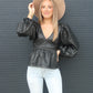 Vegan Leather Top- Black
