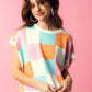Jaxine Sweater- Coral/Blue/Pink