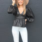 Vegan Leather Top- Black
