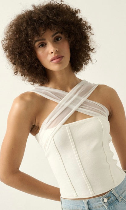 Cross Front Top- White
