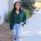 V-Neck Blouse- Hunter Green