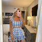 Scalloped Gingham Set- Blue