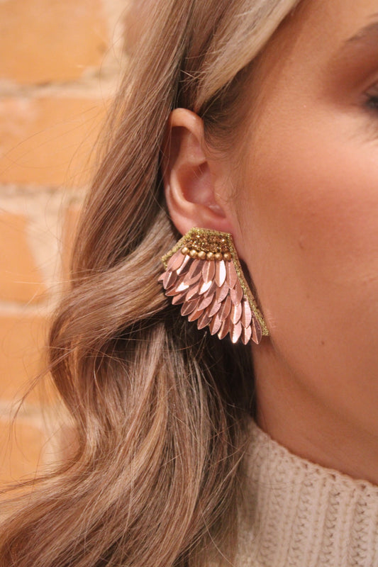 Crystal/Wing Earring- Copper