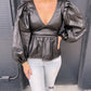 Vegan Leather Top- Black