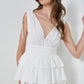 Deep V Ruffle Dress- White