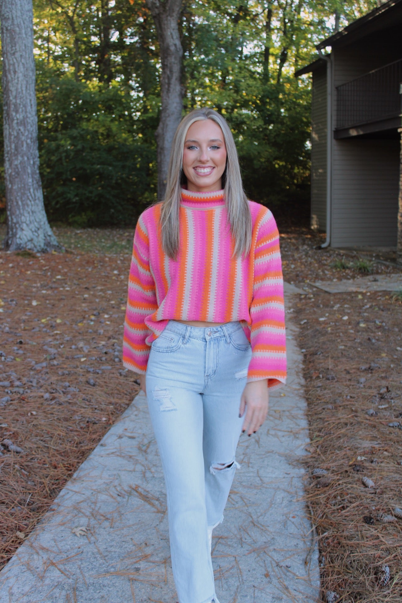 Madison Sweater- Pink/Orange