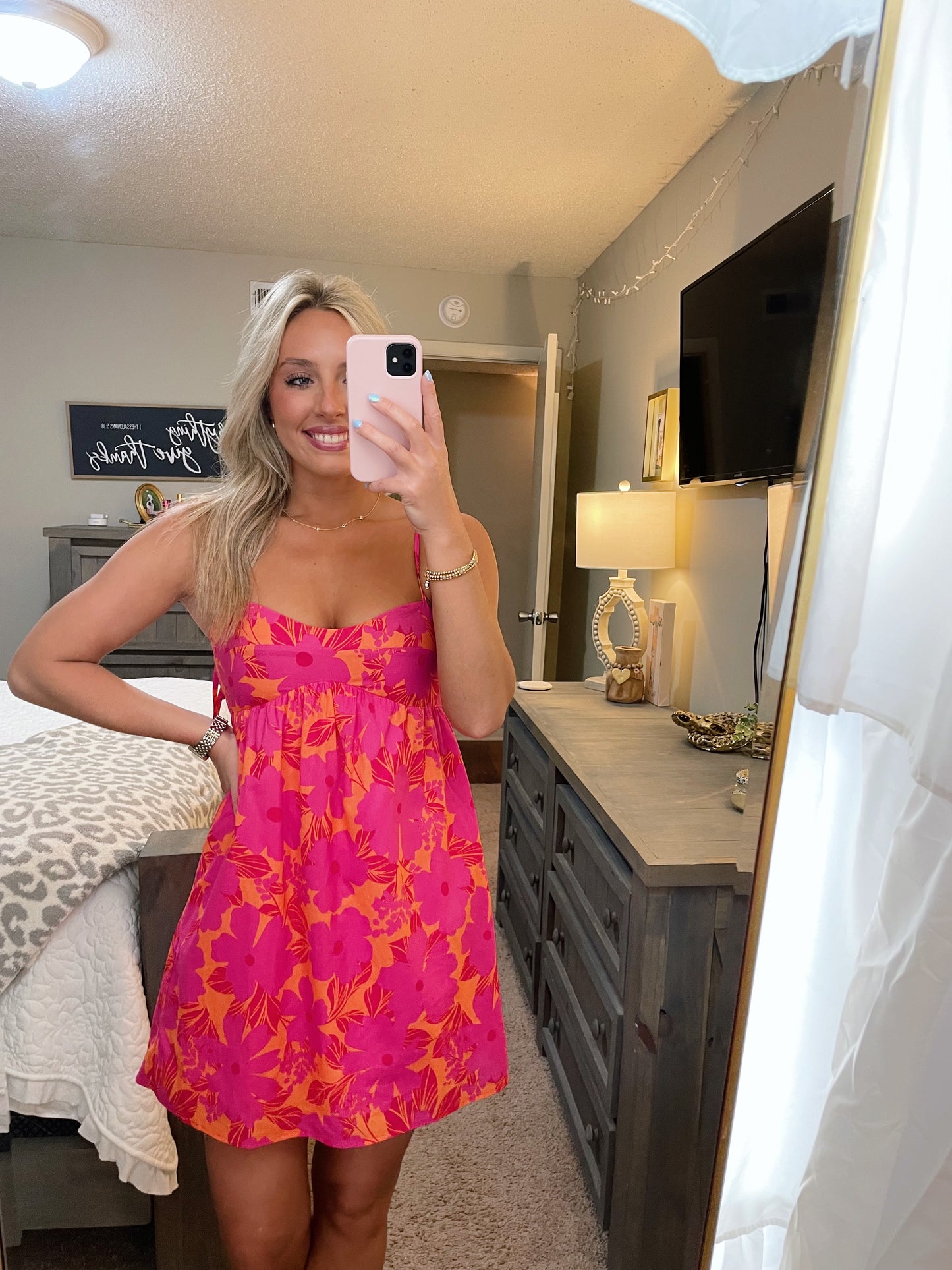 Sydnee Dress- Orange/Fuchsia