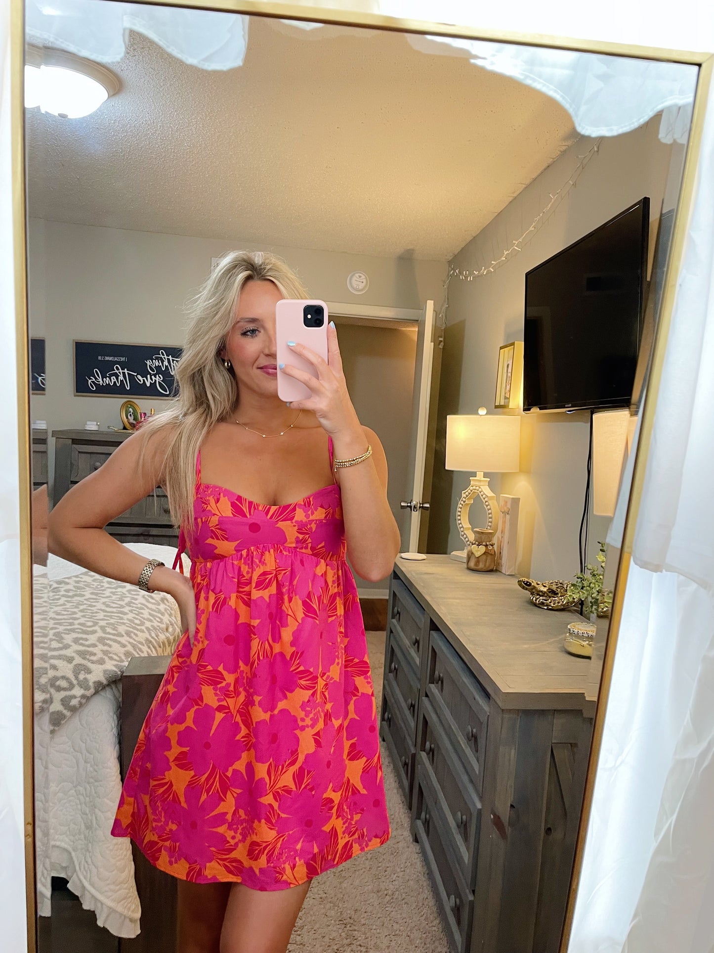 Sydnee Dress- Orange/Fuchsia