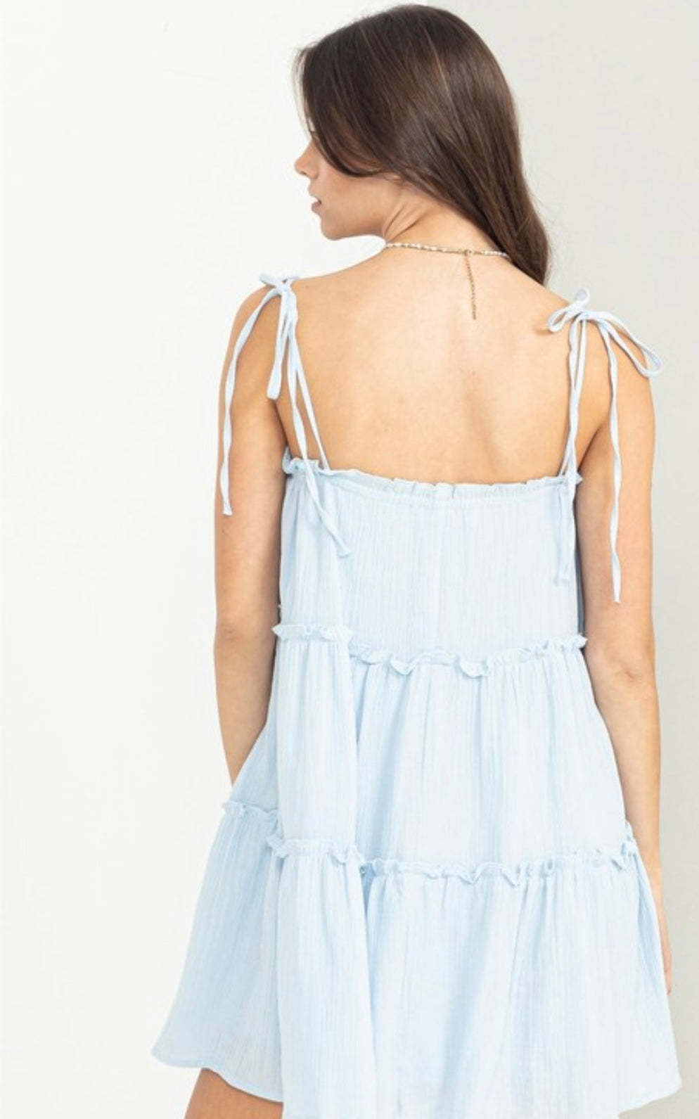 Tie Strap Mini Dress- Light Blue