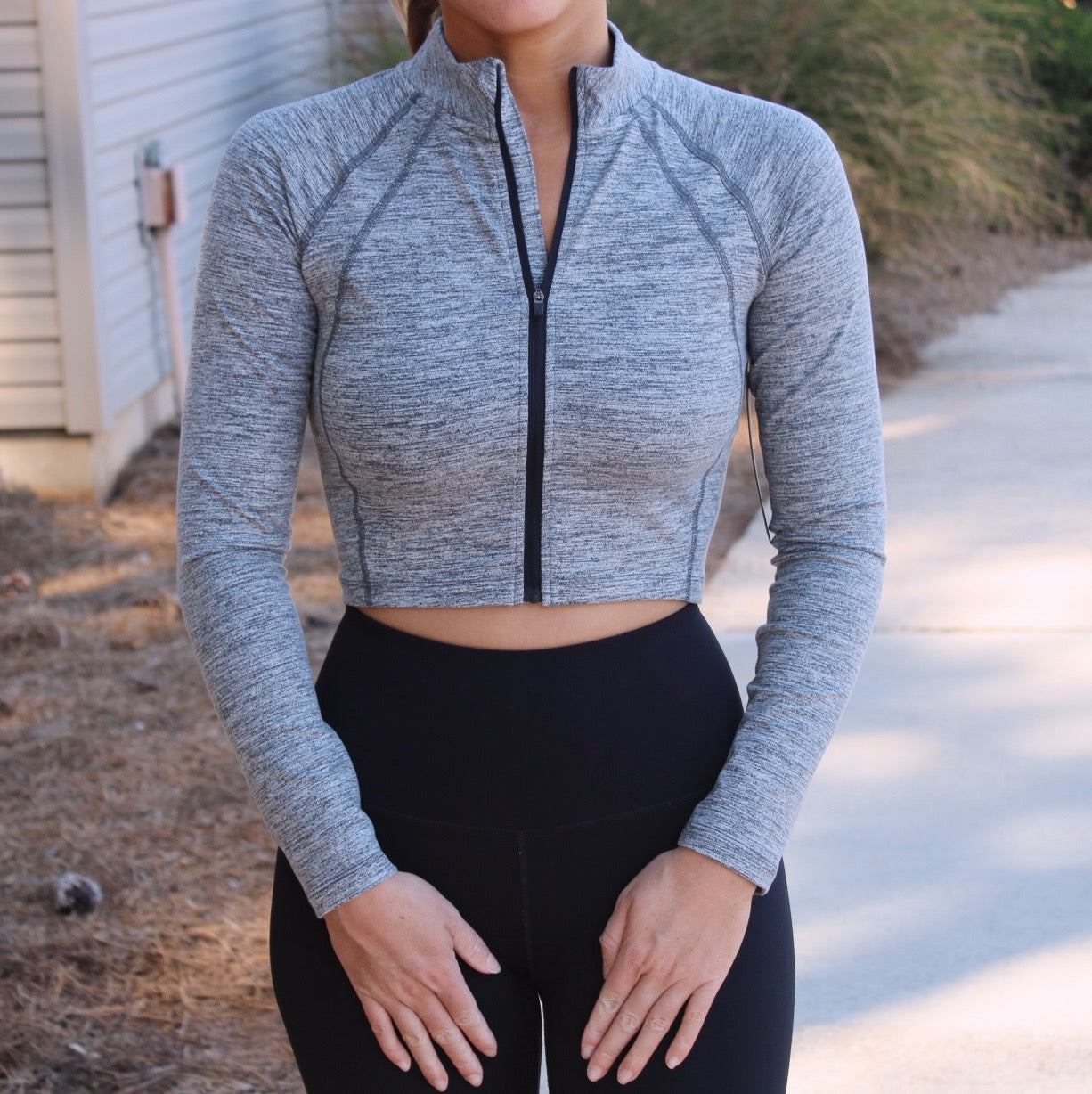 Athletic Zip Up- Heather Grey