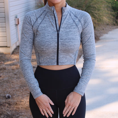 Athletic Zip Up- Heather Grey