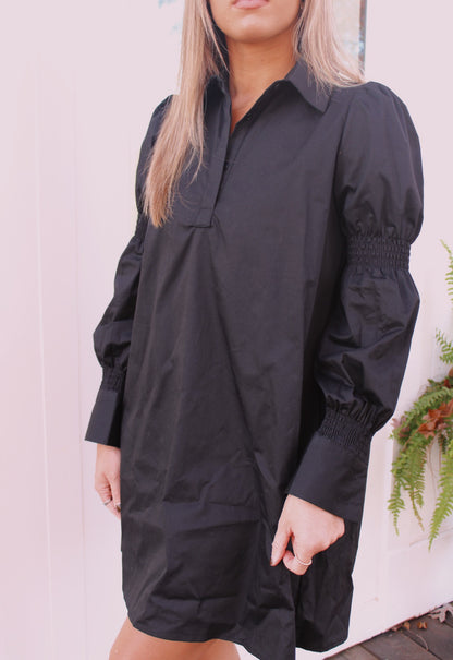 Collared Mini Dress- Black