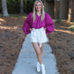 Ruffle Peasant Top- Berry
