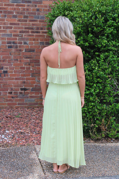 Pleated Two Piece Set- Lime